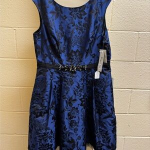 Elegant Blue and Black Dress